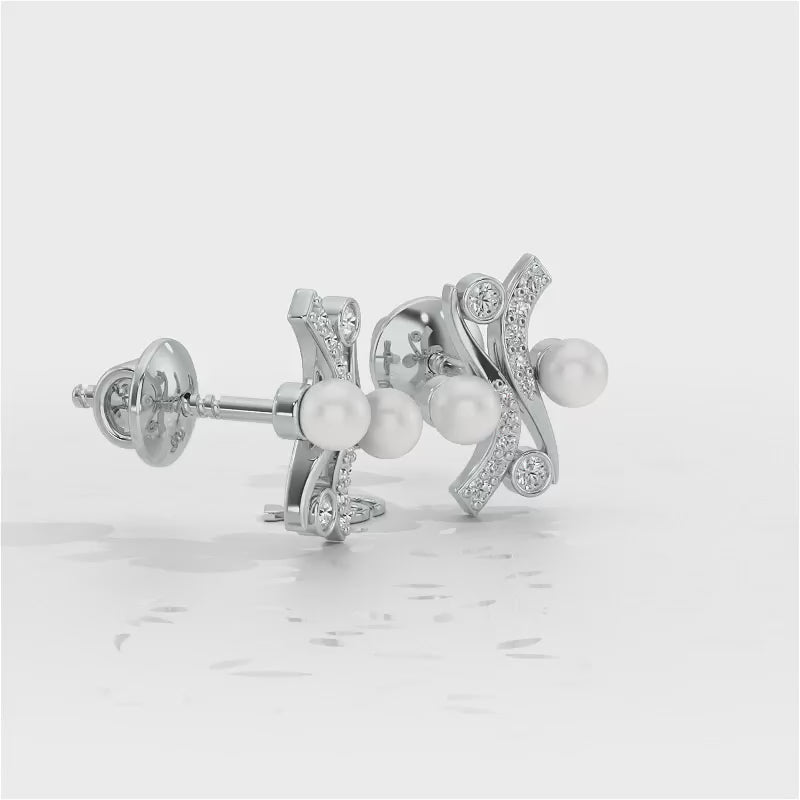 Subtle Silver Pearl Earrings - White Gold Video