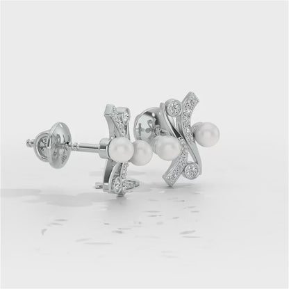 Subtle Silver Pearl Earrings - White Gold Video