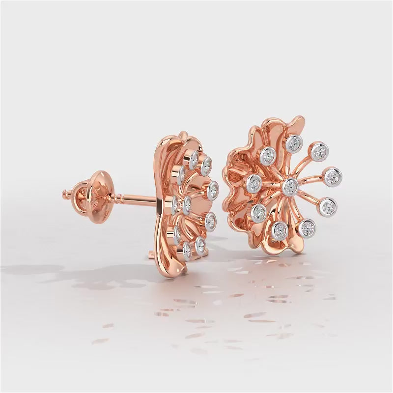 Luck Flower Silver Earrings - Rose Gold Video