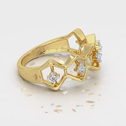 Star Row Silver Ring - Yellow Gold Video