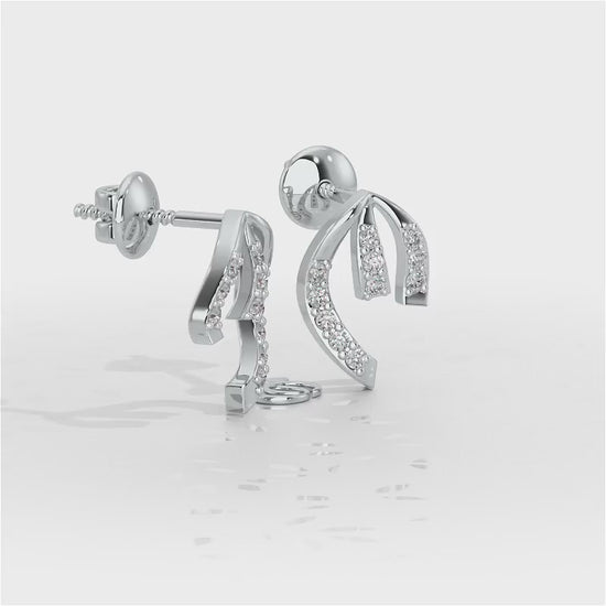 Leaf of Light Silver Earrings - White Gold Video