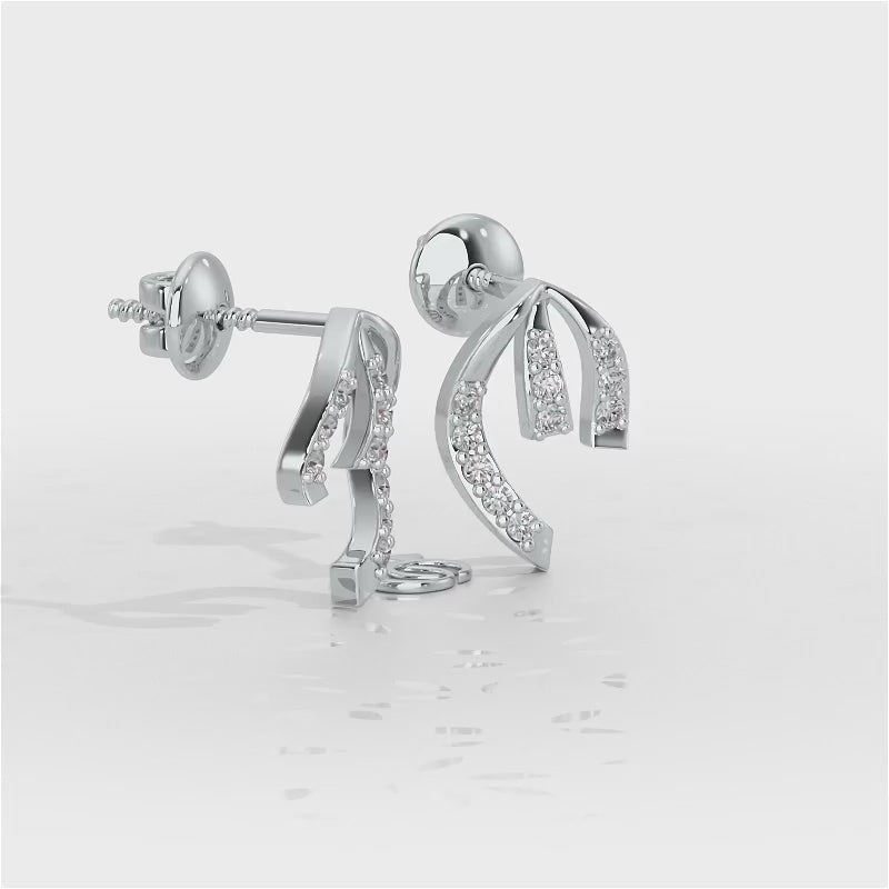 Leaf of Light Silver Earrings - White Gold Video
