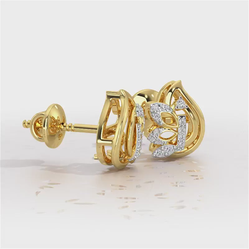Enchanted Elegance Silver Stud Earrings - Yellow Gold Video