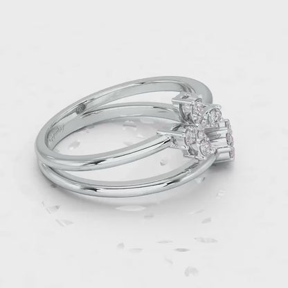 Simple Flower Silver Ring - White Gold Video