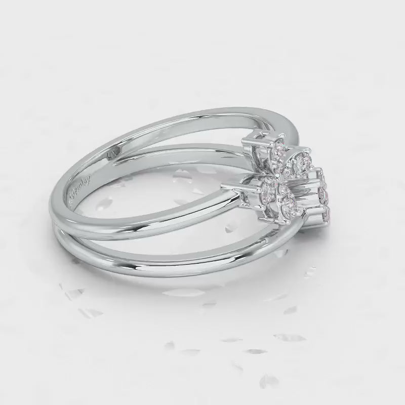 Simple Flower Silver Ring - White Gold Video