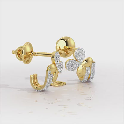 Lustrous Luminary Silver Stud Earrings - Yellow Gold Video