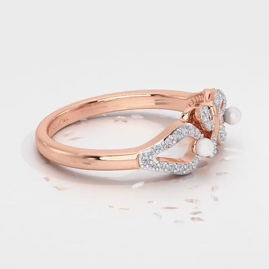 Blissfly Silver Pearl Ring - Rose Gold Video