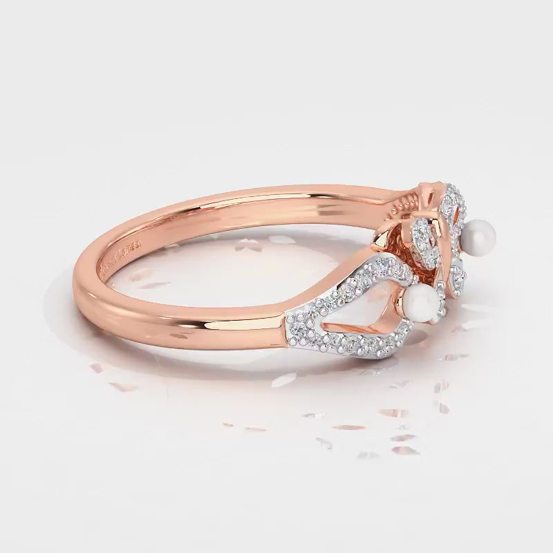 Blissfly Silver Pearl Ring - Rose Gold Video