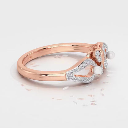 Blissfly Silver Pearl Ring - Rose Gold Video