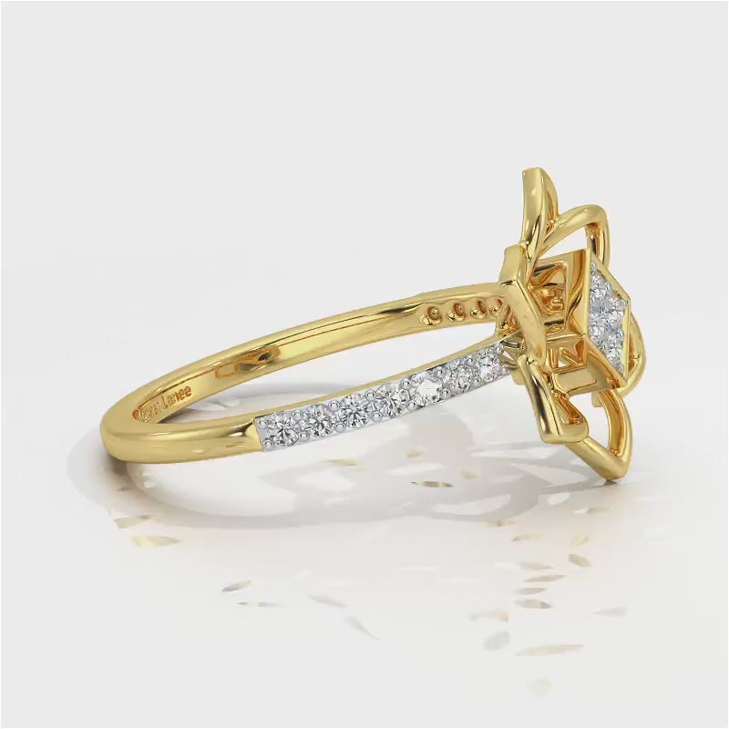 Pinwheel Flower Silver Ring - Yellow Gold Video