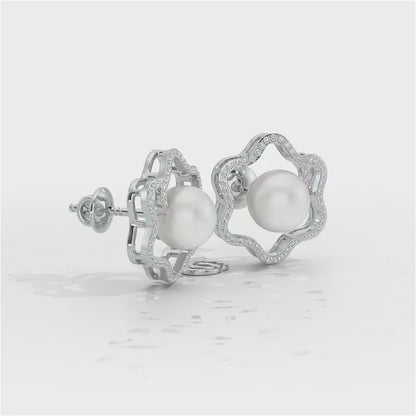 Little Shine Silver Pearl Earrings - White Gold Video