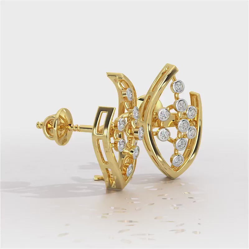 Beaded Flower Silver Earrings - Yellow Gold Video