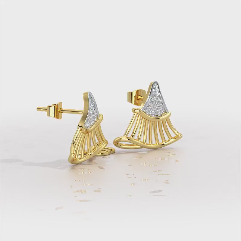 Shiny Skirts Silver Earring Studs - Yellow Gold Video