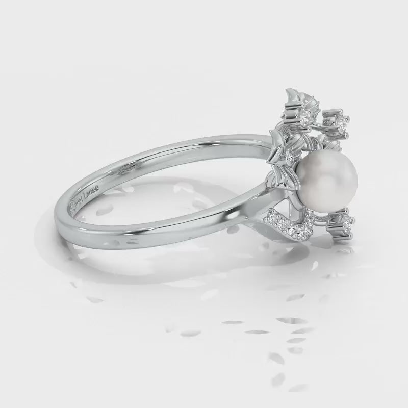 Light Silver Pearl Ring - White Gold Video