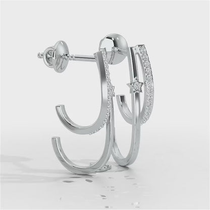 Vibrant Star Silver Stud Earrings - White Gold Video