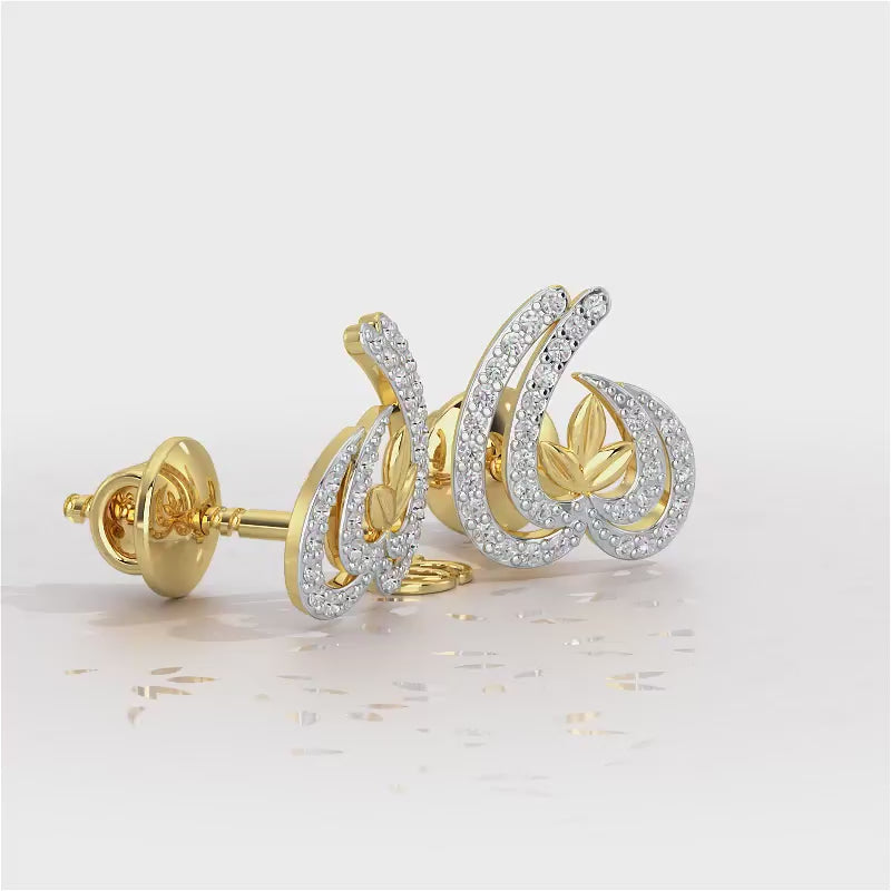 Ethereal Enigma Silver Stud Earrings - Yellow Gold Video