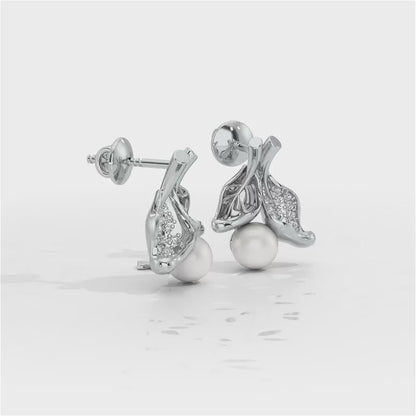 Chlorophyll Silver Pearl Earrings - White Gold Video