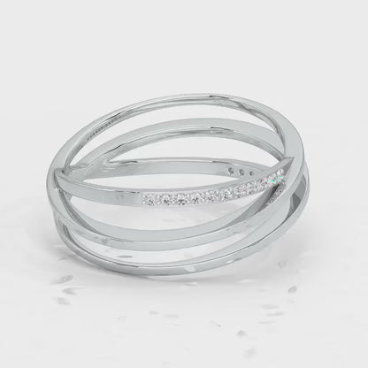 Criss-Cross Silver Ring - White Gold Video