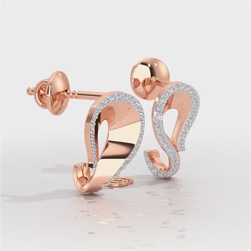 Angelic Allure Silver Stud Earrings - Rose Gold Video