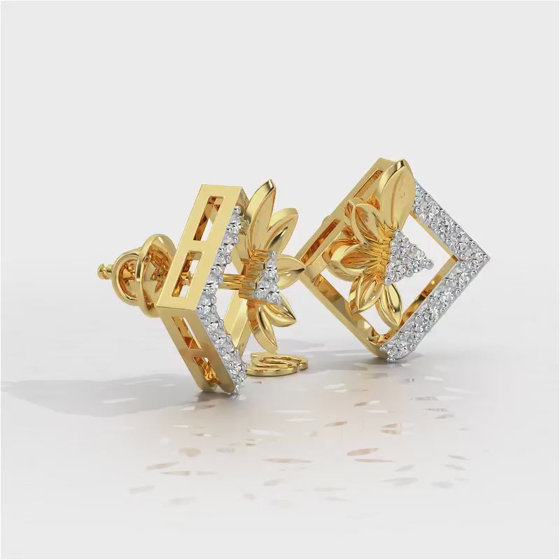 Famed Bloom Silver Studs - Yellow Gold Video