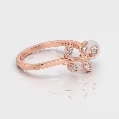 Budding Silver Pearl Ring - Rose Gold Video
