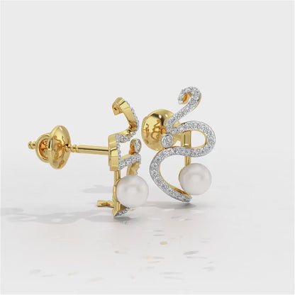 Brim Silver Pearl Earrings - Yellow Gold Video