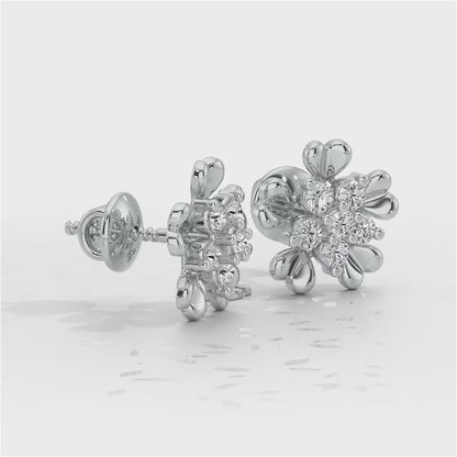 Heart Petals Silver Earrings - White Gold Video