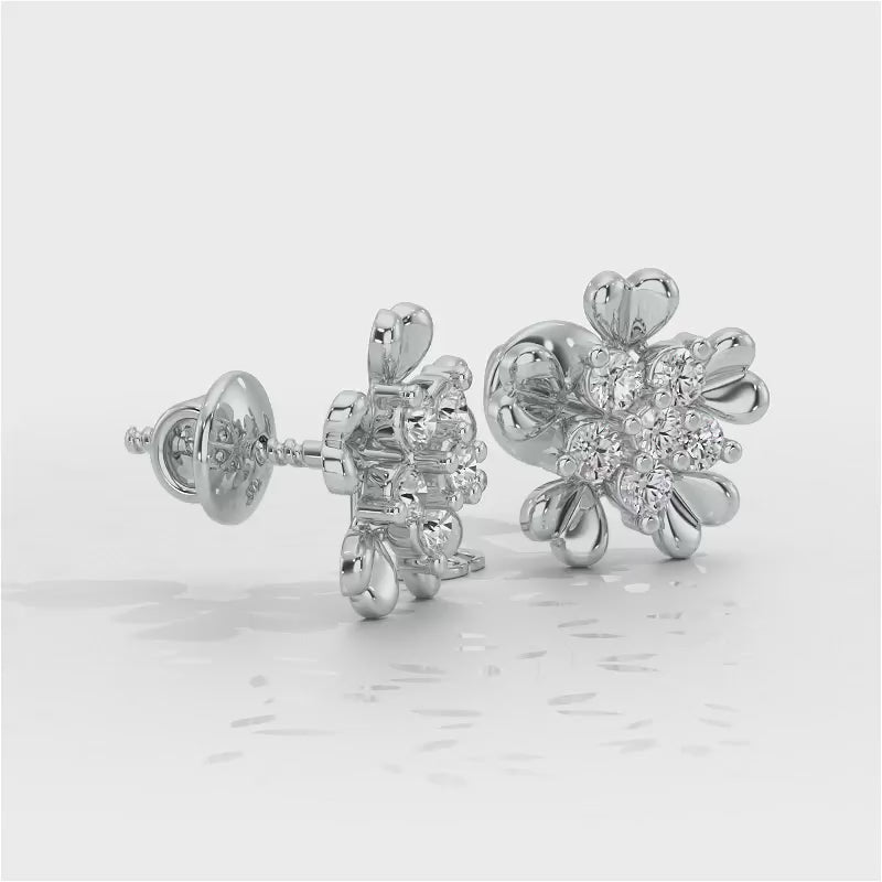 Heart Petals Silver Earrings - White Gold Video