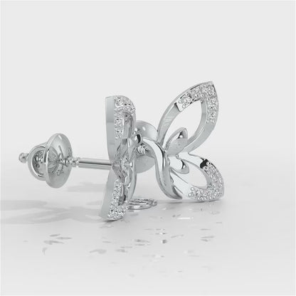 Opulent Flight Silver Stud Earrings - White Gold Video