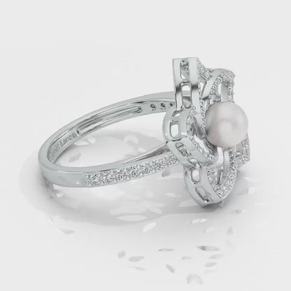 Pole Star Silver Pearl Ring - White Gold Video