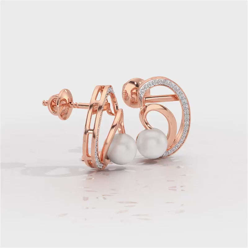 Oyster Silver Pearl Earrings - Rose Gold Video