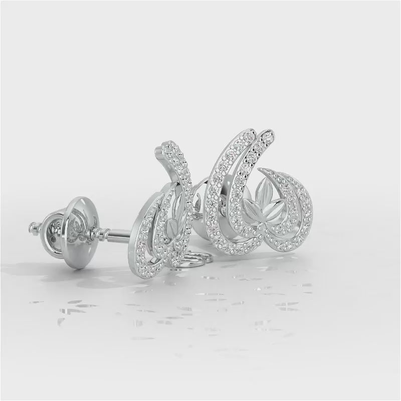 Ethereal Enigma Silver Stud Earrings - White Gold Video