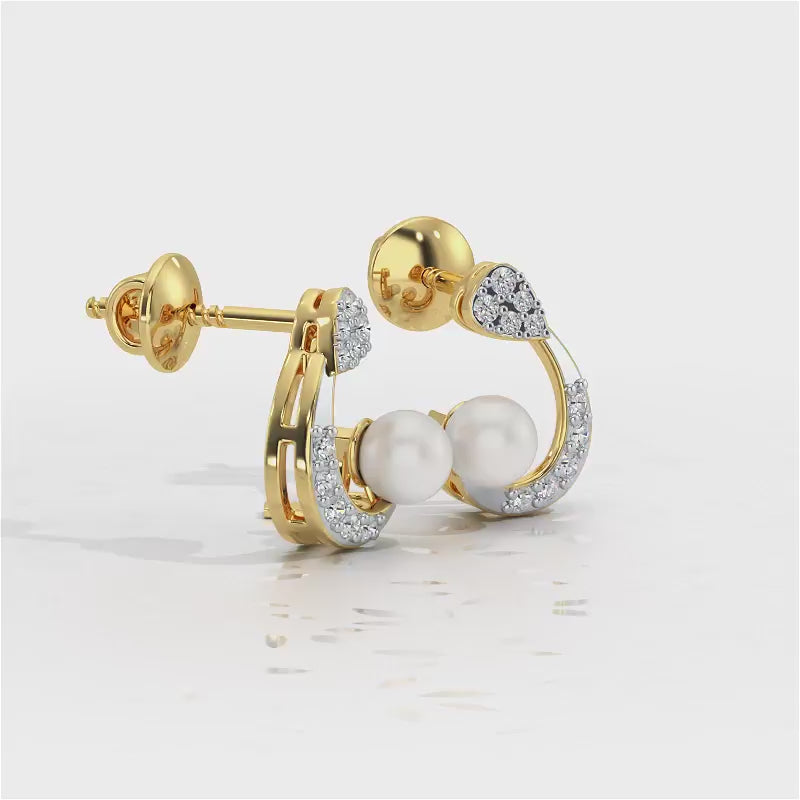 Regalia Silver Pearl Earrings - Yellow Gold Video
