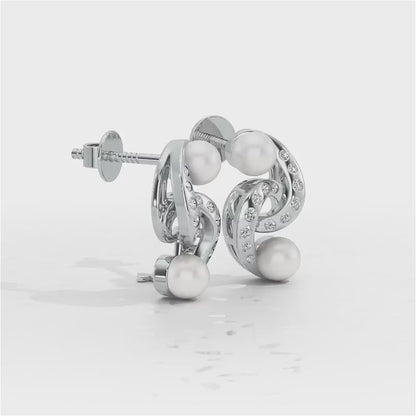 Swirl Twirl Silver Pearl Earrings - White Gold Video