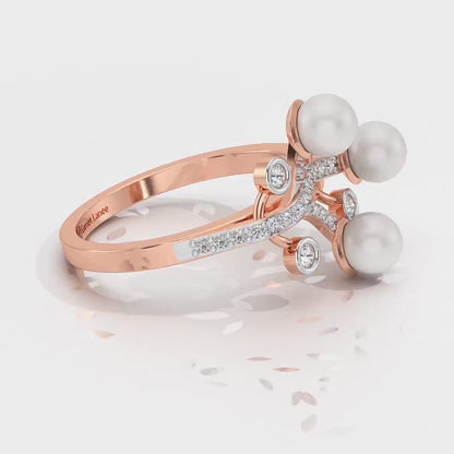 Growth Silver Pearl Ring - Rose Gold Video