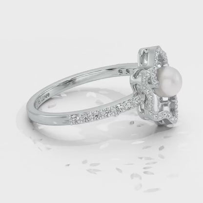 Little Shine Silver Pearl Ring - White Gold Video