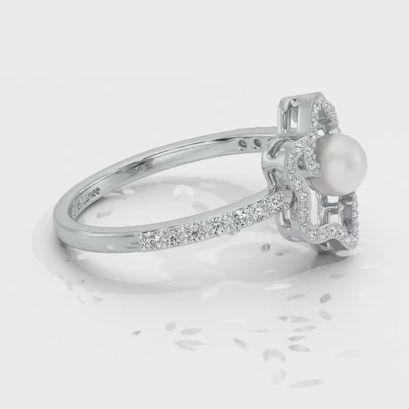 Little Shine Silver Pearl Ring - White Gold Video