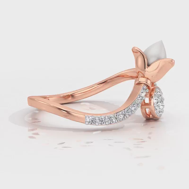 Lotus n Bud Silver Ring - Rose Gold Video