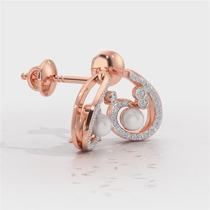 Spin-in Silver Pearl Earrings - Rose Gold Video