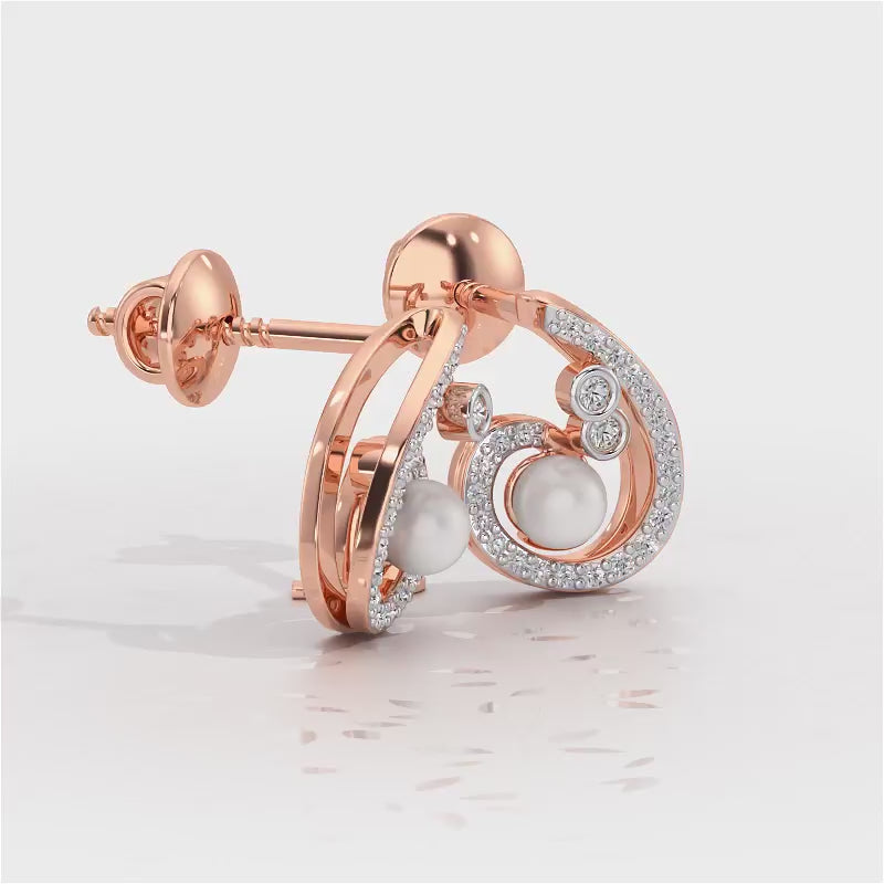 Spin-in Silver Pearl Earrings - Rose Gold Video