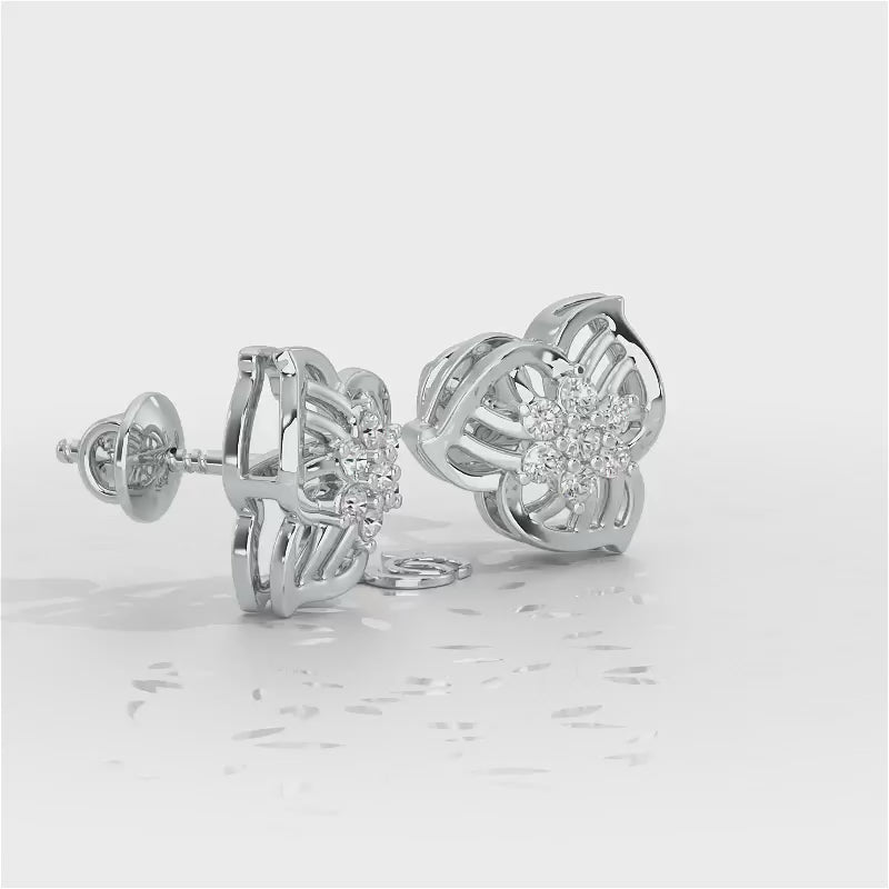 Fan Bloom Silver Earrings - White Gold Video