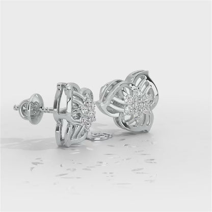 Fan Bloom Silver Earrings - White Gold Video