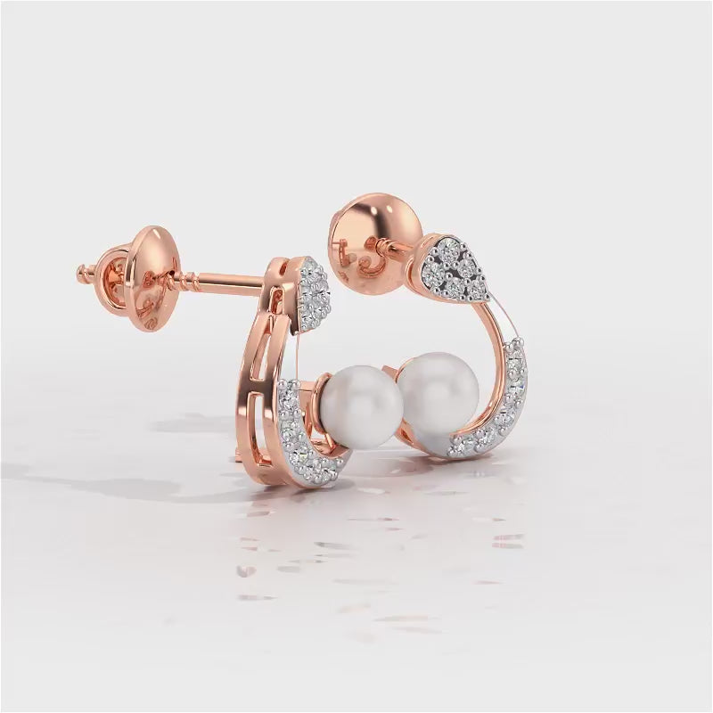Regalia Silver Pearl Earrings - Rose Gold Video