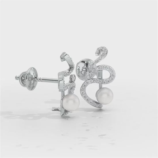 Brim Silver Pearl Earrings - White Gold Video