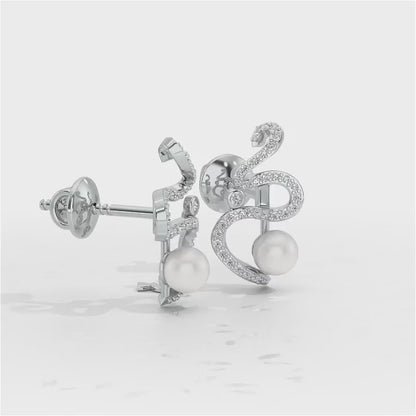 Brim Silver Pearl Earrings - White Gold Video