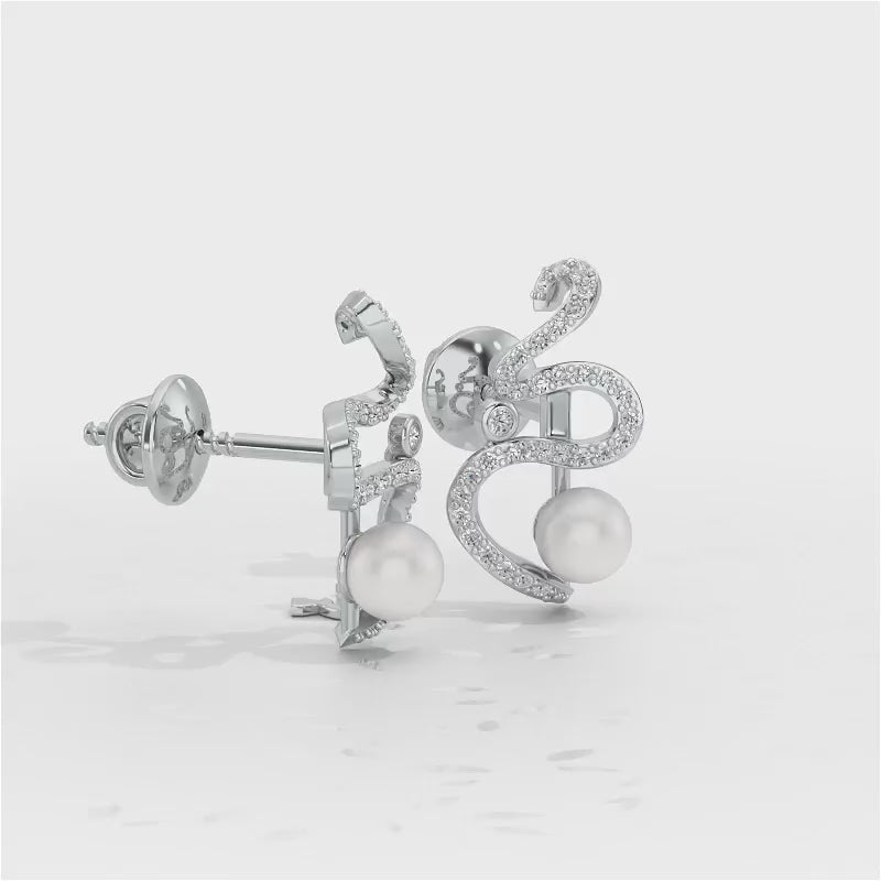 Brim Silver Pearl Earrings - White Gold Video