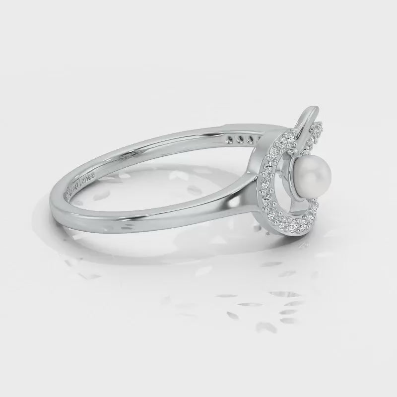 Quidditch Silver Pearl Ring - White Gold Video