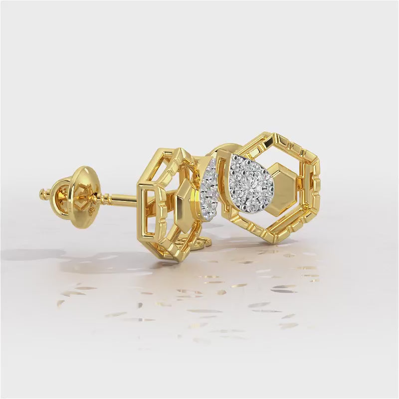 Brilliant Bliss Silver Stud Earrings - Yellow Gold Video