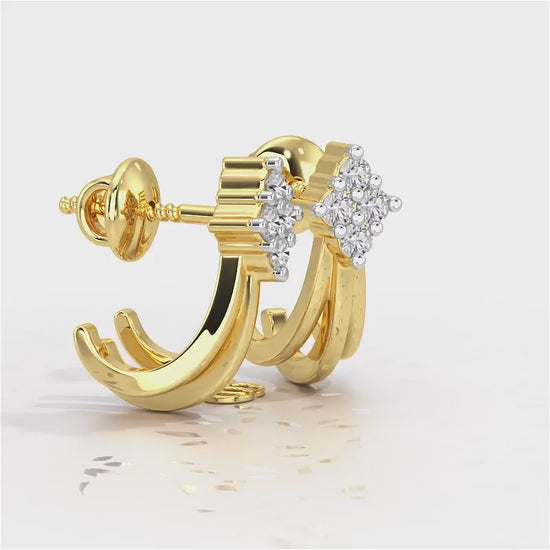 Branched Silver Bali Earrings - Yellow Gold Video