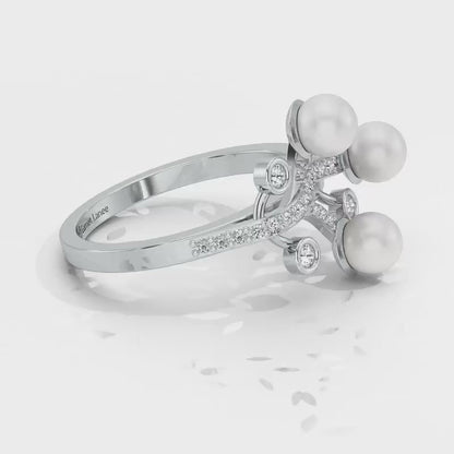 Growth Silver Pearl Ring - White Gold Video